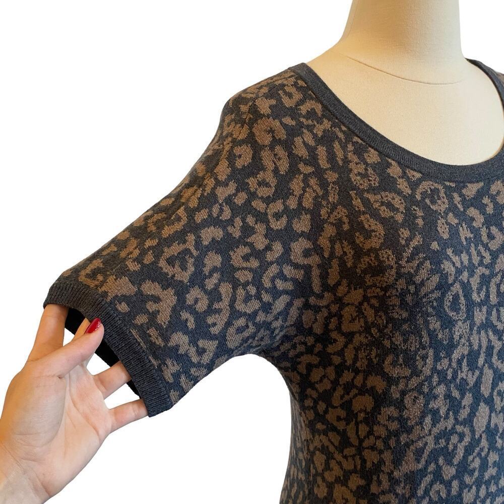 Ann Taylor Loft Leopard Animal Print Short Dolman Sleeve Sweater Dress - Picture 9 of 12